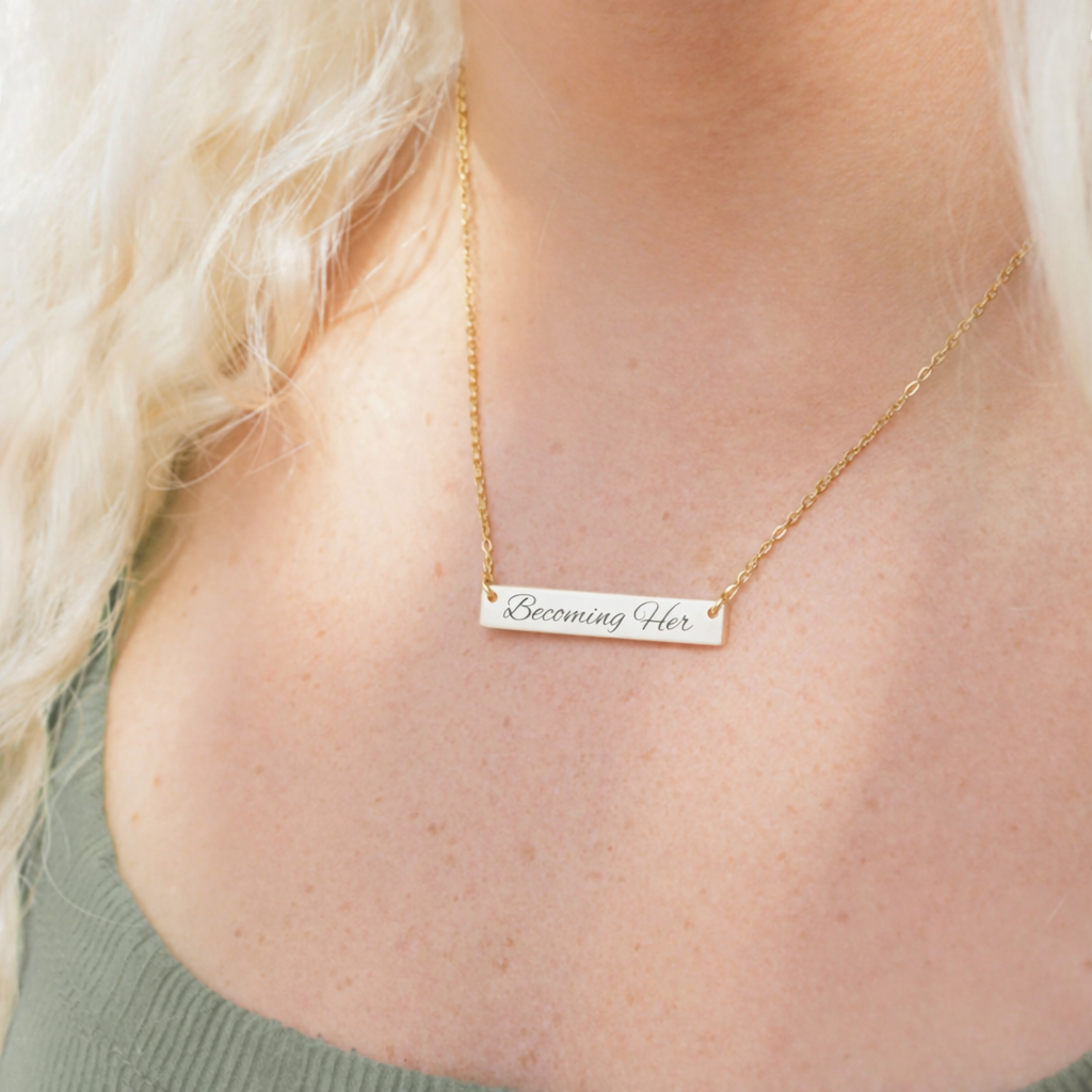 Becoming Her Bar Necklace (Engraved)