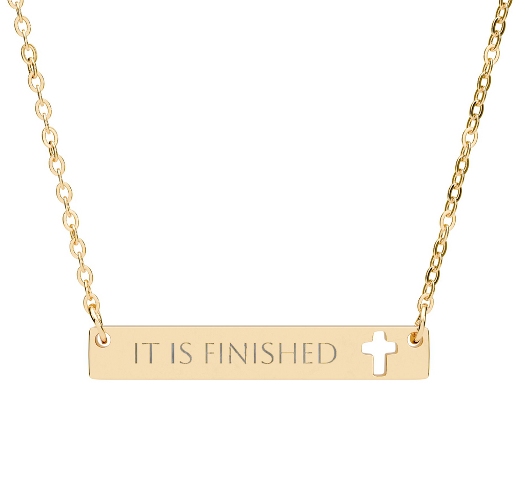 IT IS FINISHED Cross Bar Necklace