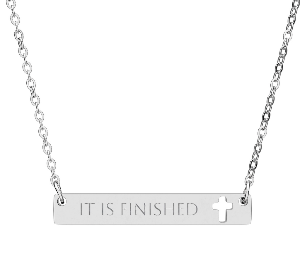 IT IS FINISHED Cross Bar Necklace
