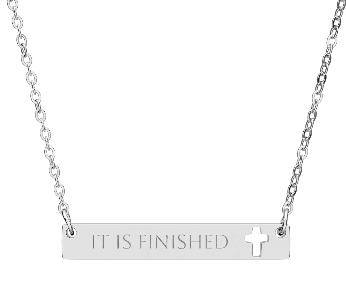 IT IS FINISHED Cross Bar Necklace